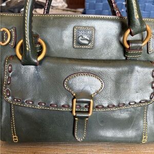 Dooney Bourke Green T’Moro Florentine Vachetta Leather Front Pocket Crossbody